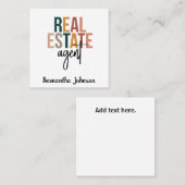 Gepersonaliseerde Boho Real Estate Agent Gift Vierkante Visitekaartje (Voorkant / Achterkant)