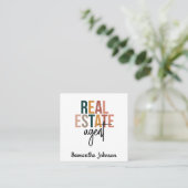 Gepersonaliseerde Boho Real Estate Agent Gift Vierkante Visitekaartje (Staand voorkant)