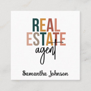 Gepersonaliseerde Boho Real Estate Agent Gift Vierkante Visitekaartje
