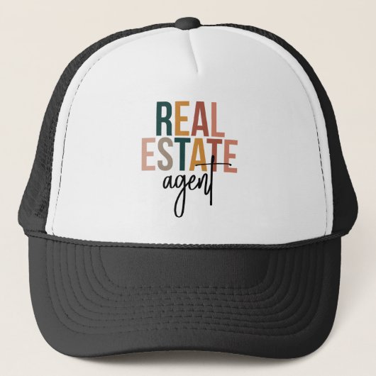 Gepersonaliseerde Boho Real Estate Agent koninklij Trucker Pet (Voorkant)