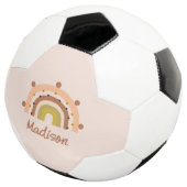 Gepersonaliseerde Boho-regenboog Blush Roze Kinder Voetbal (Drie kwart)