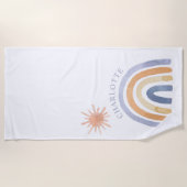 Gepersonaliseerde Boho-regenboog en zon Strandlaken (Voorkant)