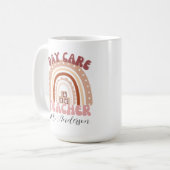 Gepersonaliseerde boho regenboog kinderopvang lera koffiemok (Voorkant links)