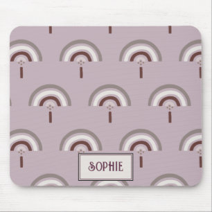 gepersonaliseerde Boho regenboog zilver roze Muismat