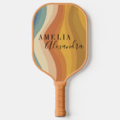 Gepersonaliseerde Boho Retro Script Abstracte Wavy Pickleball Paddle (Voorkant)