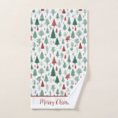 Gepersonaliseerde Boho rode groene kerstboom vakan Bad Handdoek (Handdoek)