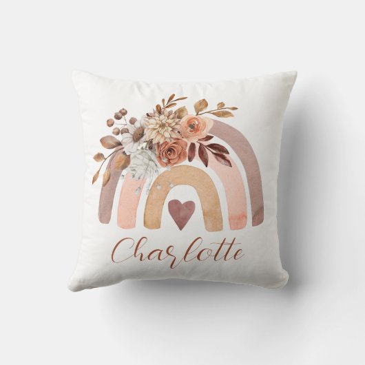 Gepersonaliseerde Boho Rust Terracotta Rainbow Kussen (Achterkant)