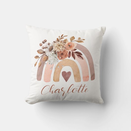 Gepersonaliseerde Boho Rust Terracotta Rainbow Kussen (Voorkant)