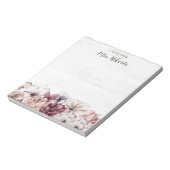 Gepersonaliseerde Boho Rustic Floral leraar Notitieblok (Linkerzijde)
