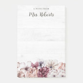 Gepersonaliseerde Boho Rustic Floral leraar Post-it® Notes (Voorkant)