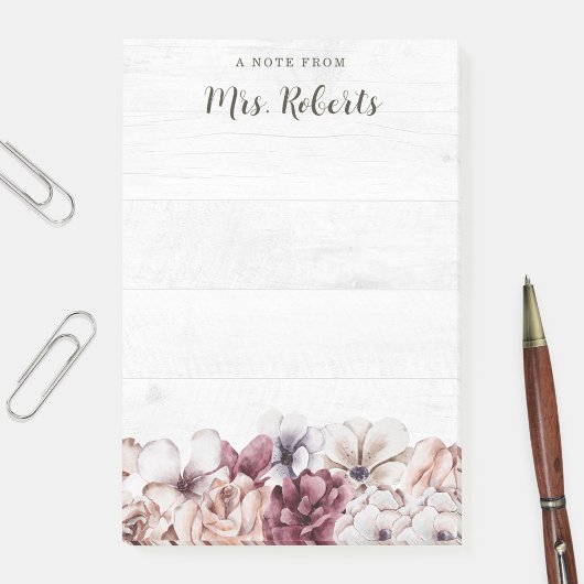 Gepersonaliseerde Boho Rustic Floral leraar Post-it® Notes