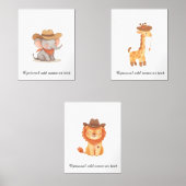 Gepersonaliseerde Boho Safari Cowboy Nursery Room  Muurkunst Sets (Voorkant)