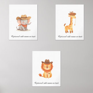 Gepersonaliseerde Boho Safari Cowboy Nursery Room  Muurkunst Sets