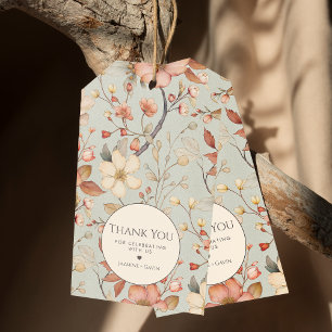 Gepersonaliseerde Boho Sage Green Wildflower Bedan Cadeaulabel