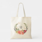 Gepersonaliseerde boho sinaasappel en roze bloemen tote bag (Achterkant)