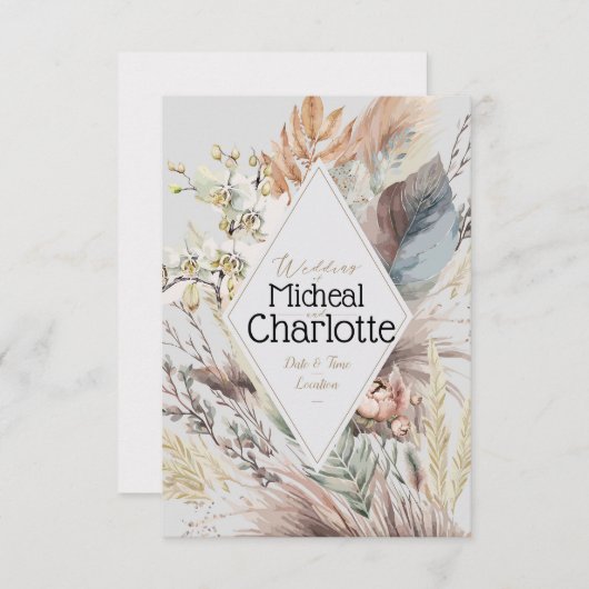 Gepersonaliseerde Boho stijl bruiloft Kaart (Voorkant / Achterkant)