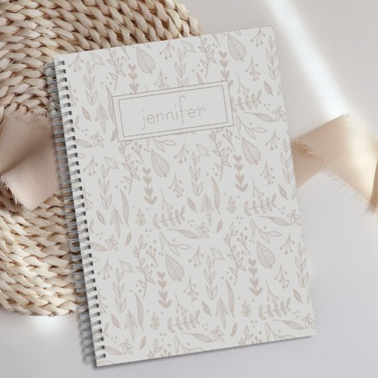 Gepersonaliseerde Boho Taupe Fun Schattige Leaf Jo Notitieboek