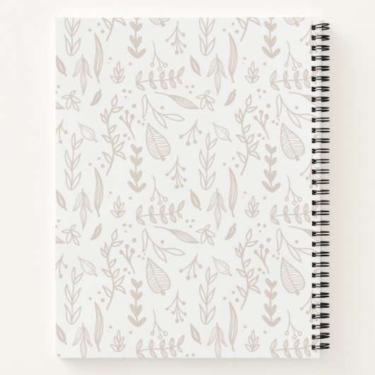 Gepersonaliseerde Boho Taupe Fun Schattige Leaf Jo Notitieboek (Achterkant)