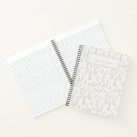 Gepersonaliseerde Boho Taupe Fun Schattige Leaf Jo Notitieboek (Binnen)