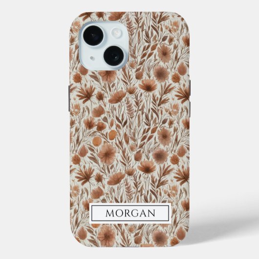 Gepersonaliseerde Boho Terracotta Floral Wildflowe Case-Mate iPhone Case (Achterkant)