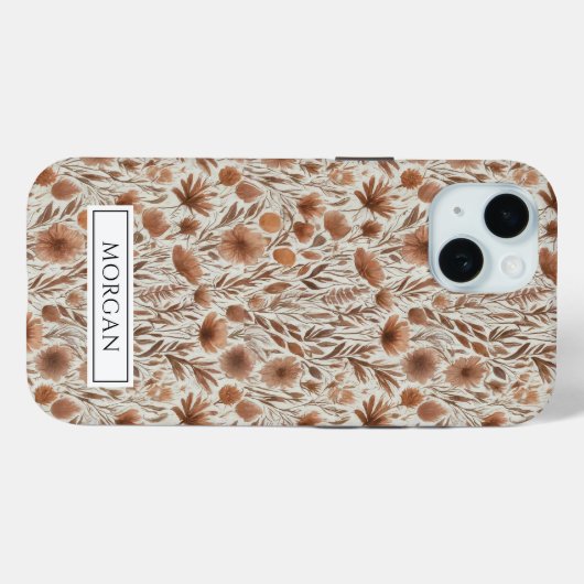Gepersonaliseerde Boho Terracotta Floral Wildflowe Case-Mate iPhone Case (Achterkant (horizontaal))