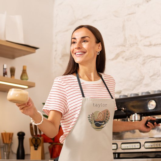 Gepersonaliseerde Boho terracotta koffie thema Schort