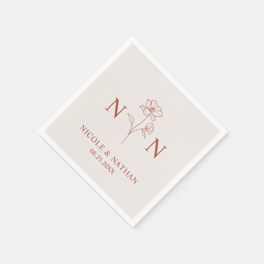 Gepersonaliseerde Boho Terracotta Rust | Monogramm Servet (Hoek)