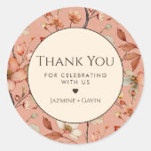 Gepersonaliseerde Boho Terracotta Wildflower Dank  Ronde Sticker (Voorkant)