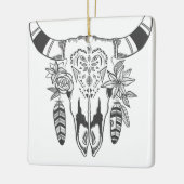 Gepersonaliseerde Boho Tribal Skull Grey and White Keramisch Ornament (Links)