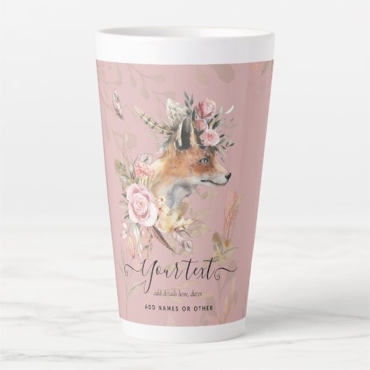 GEPERSONALISEERDE Boho Vos Veren Herinneringscadea Latte Mok (Voorkant)