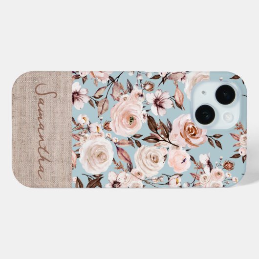 Gepersonaliseerde Boho Waterverf Floral Case-Mate iPhone Case (Achterkant (horizontaal))