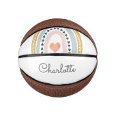 Gepersonaliseerde Boho Waterverf Rainbow Basketbal (Voorkant)