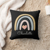 Gepersonaliseerde Boho Waterverf Rainbow Black Thr Kussen (Deken)