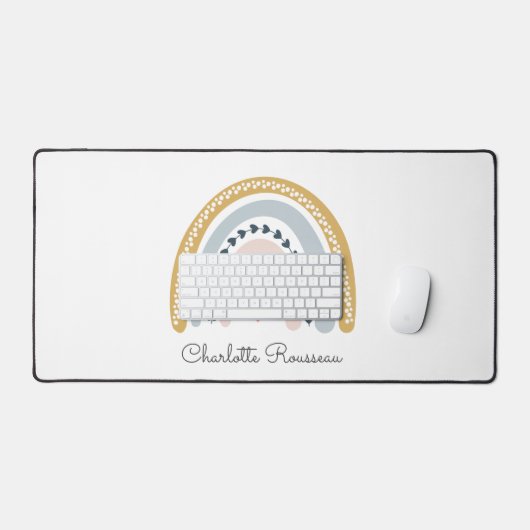 Gepersonaliseerde Boho Waterverf Rainbow Bureaumat (Keyboard & Muis)
