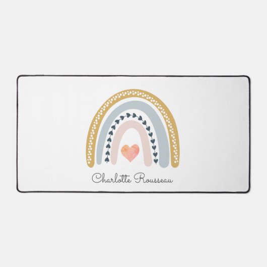 Gepersonaliseerde Boho Waterverf Rainbow Bureaumat (Voorkant)