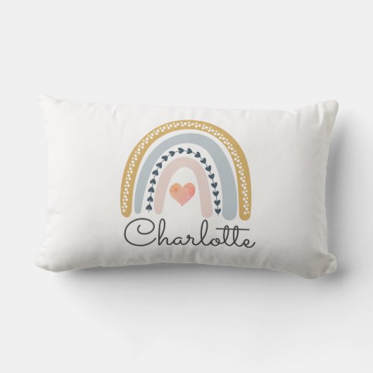 Gepersonaliseerde Boho Waterverf Rainbow Girl Kussen (Achterkant)