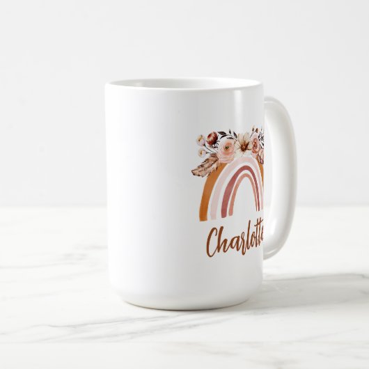 Gepersonaliseerde Boho Waterverf Rainbow Koffiemok (Voorkant rechts)