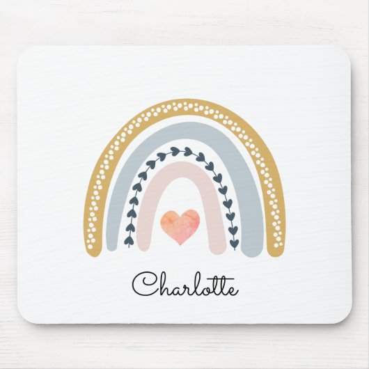 Gepersonaliseerde Boho Waterverf Rainbow Muismat (Voorkant)