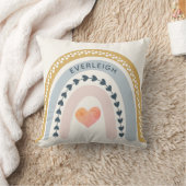 Gepersonaliseerde Boho Waterverf Rainbow Name Girl Kussen (Deken)