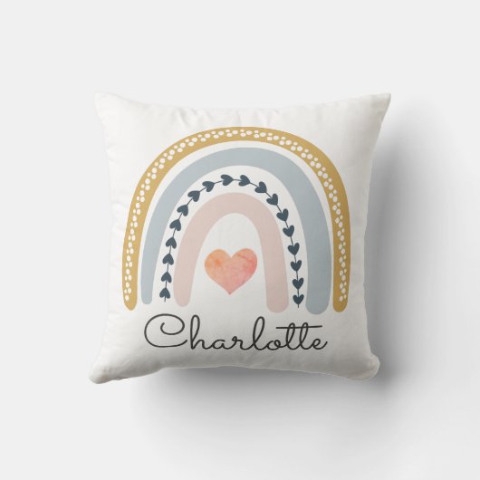 Gepersonaliseerde Boho Waterverf Rainbow Name Girl Kussen (Achterkant)