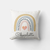 Gepersonaliseerde Boho Waterverf Rainbow Name Girl Kussen (Voorkant)