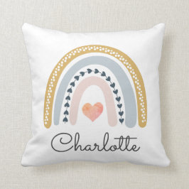 Gepersonaliseerde Boho Waterverf Rainbow Name Girl Kussen