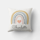 Gepersonaliseerde Boho Waterverf Rainbow Name Girl Kussen (Achterkant)