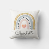 Gepersonaliseerde Boho Waterverf Rainbow Name Girl Kussen (Voorkant)