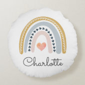 Gepersonaliseerde Boho Waterverf Rainbow Rond Kussen (Achterkant)