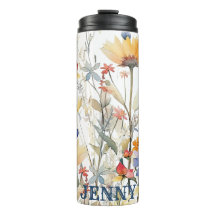 Gepersonaliseerde Boho Wilde Bloemen Thermische Tu