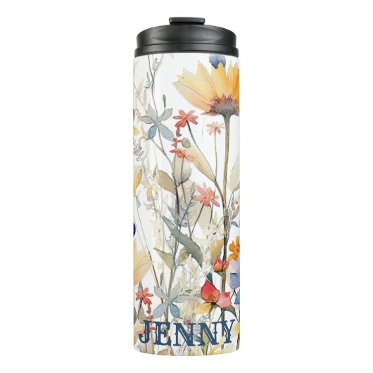 Gepersonaliseerde Boho Wilde Bloemen Thermische Tu Thermosbeker (Voorkant)