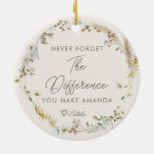 Gepersonaliseerde Boho Wildflower Bedankt voor de  Keramisch Ornament (Achterkant)