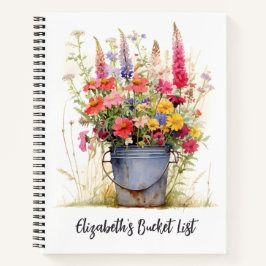 Gepersonaliseerde Boho Wildflower Bucket List Notitieboek