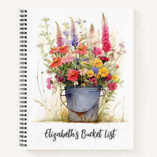 Gepersonaliseerde Boho Wildflower Bucket List Notitieboek